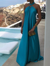 Temperament Satin Straps Großes Swing Kleid